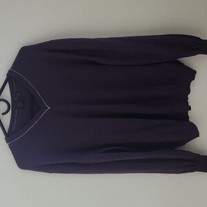 Saks Fifth Avenue Deep Purple Merino Wool V-Neck Sweater